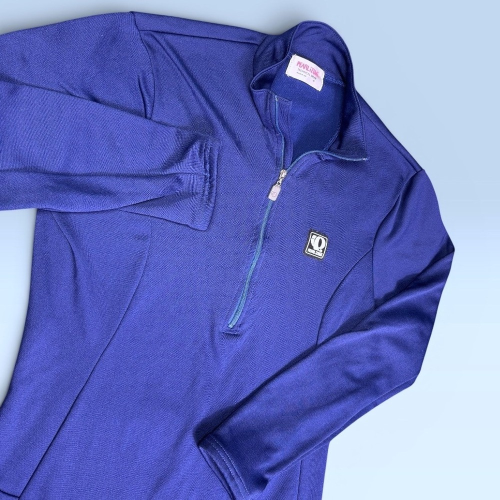 Vintage Pearl Izumi Technical Wear 1/4 Zip Women Size 8 Blue Fleece Biking Top